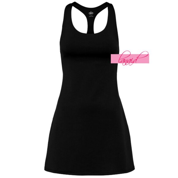 Alo Airlift Fly Dress Black Padded Sports Tennis Open Back Cut-Out Cutout Mini S - Picture 11 of 14